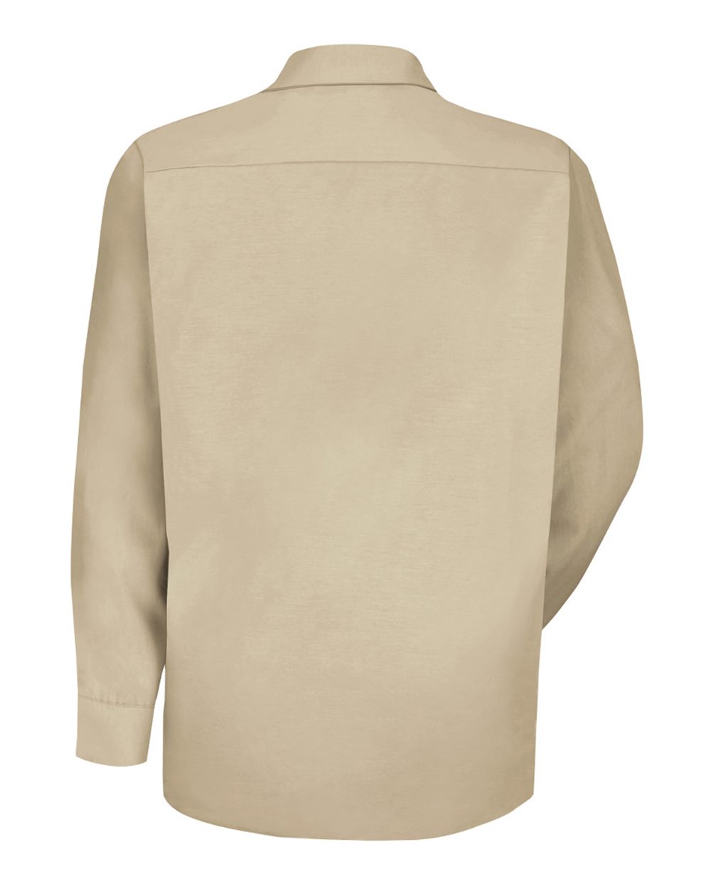 Front View of Light Tan Specialized Pocketless Long Sleeve Work Shirt - SP16