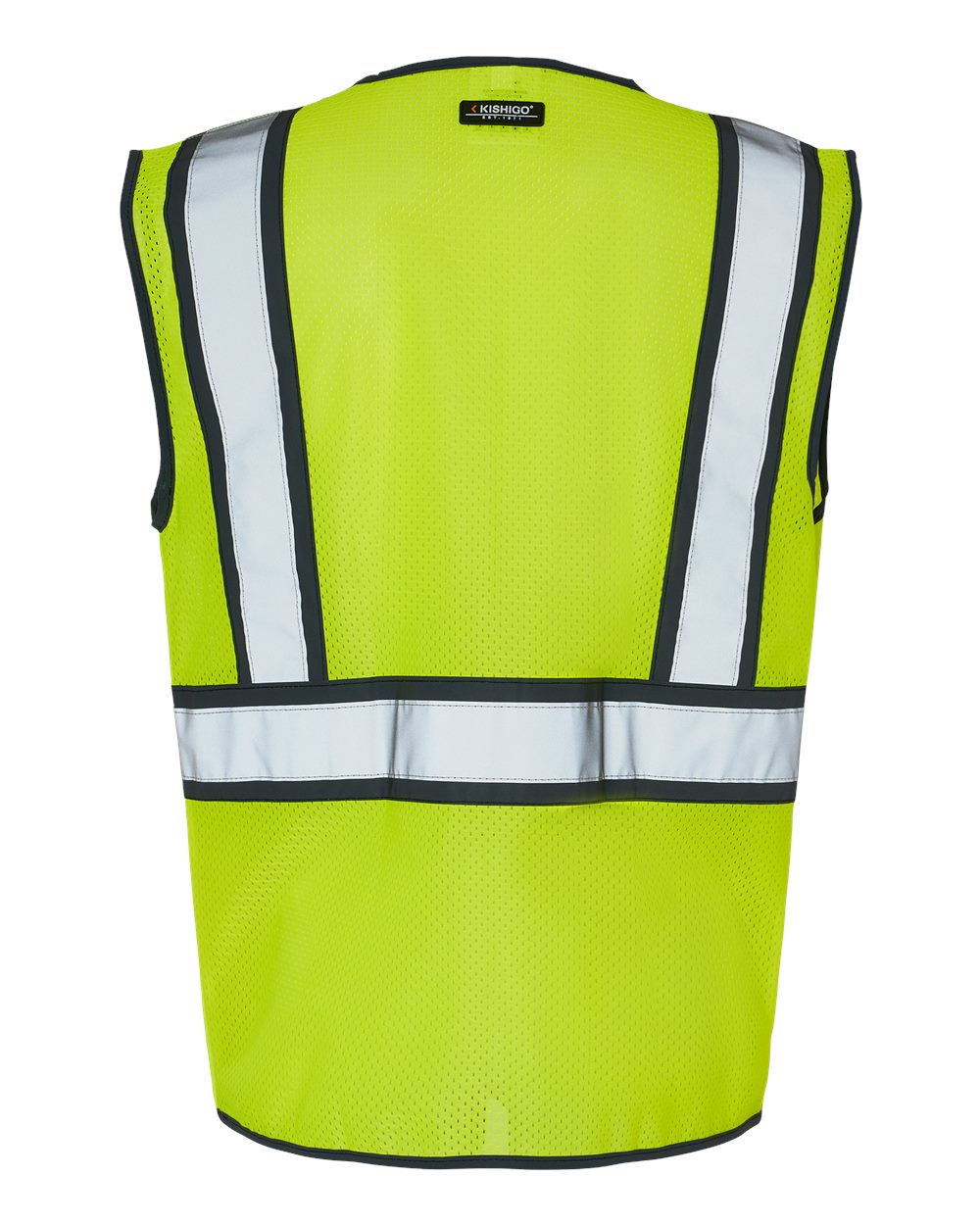 Front View of Lime/ Black Standard Contrast Vest - 1595-1598