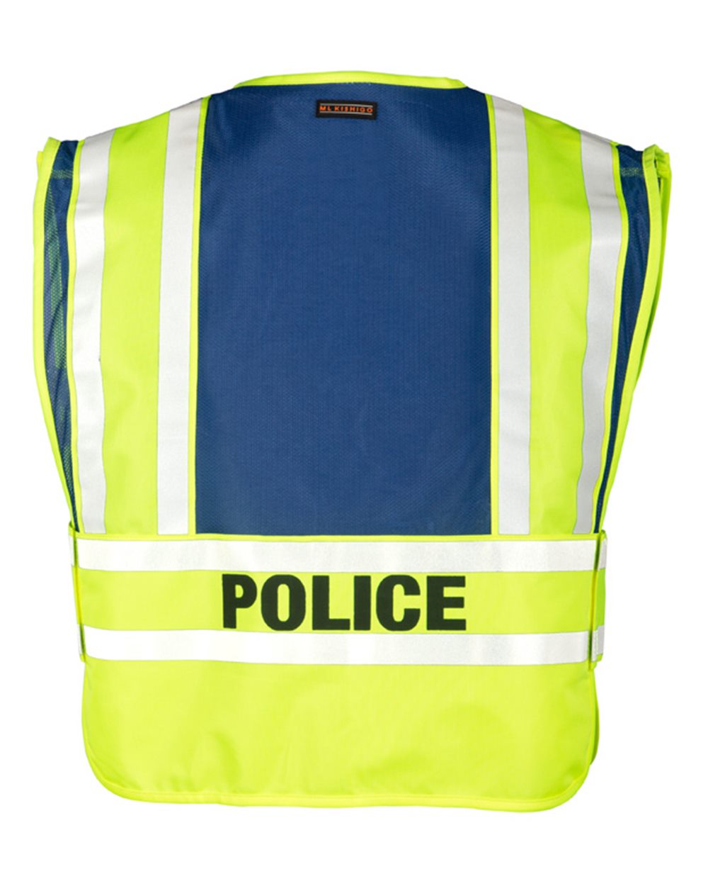 Front View of Lime/ Blue Police Vest - 8051BZ