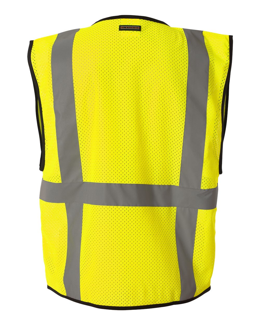 Rear View of Lime Economy Mesh 6-Pocket Vest - 1191-1192