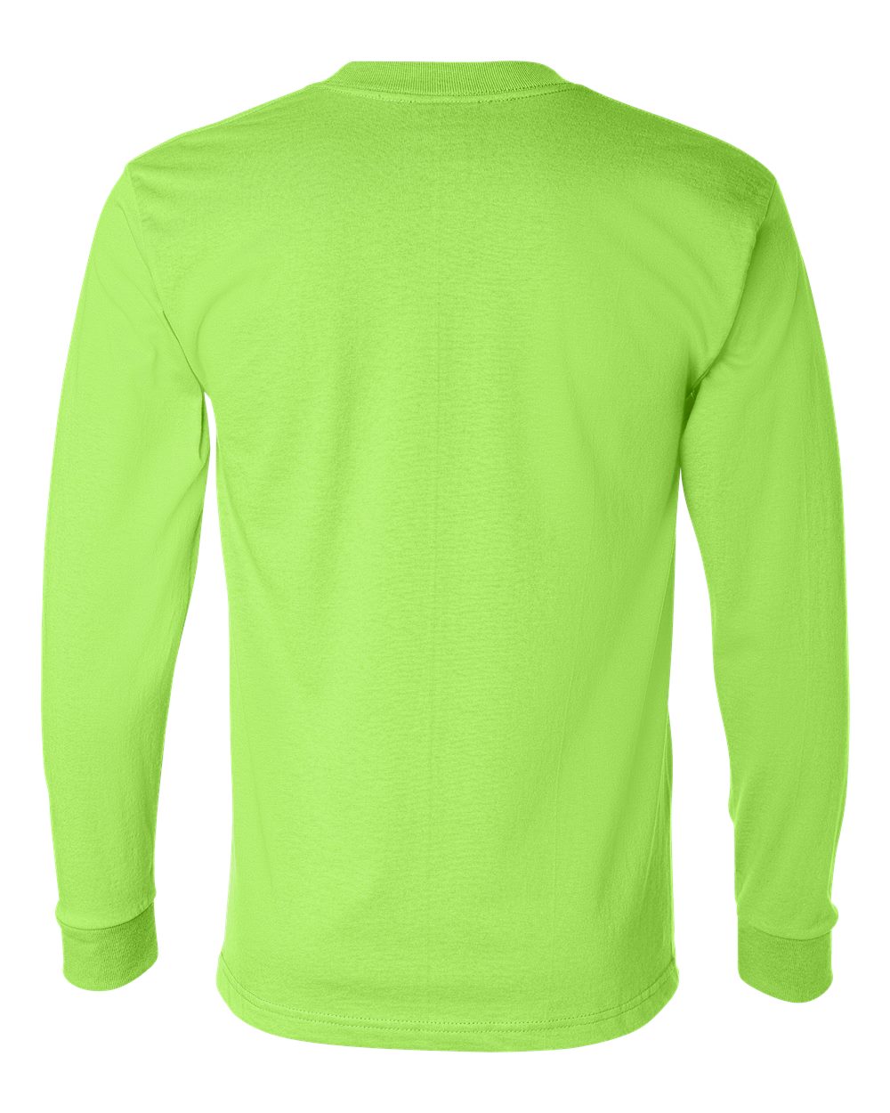 Rear View of Lime Green Union-Made Long Sleeve T-Shirt - 2955