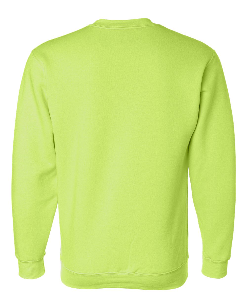 Rear View of Lime Green USA-Made Crewneck Sweatshirt - 1102