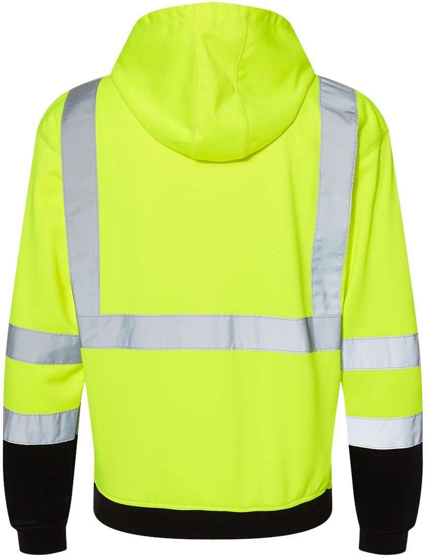 Front View of Lime Hi-Vis Hooded Sweatshirt - JS154