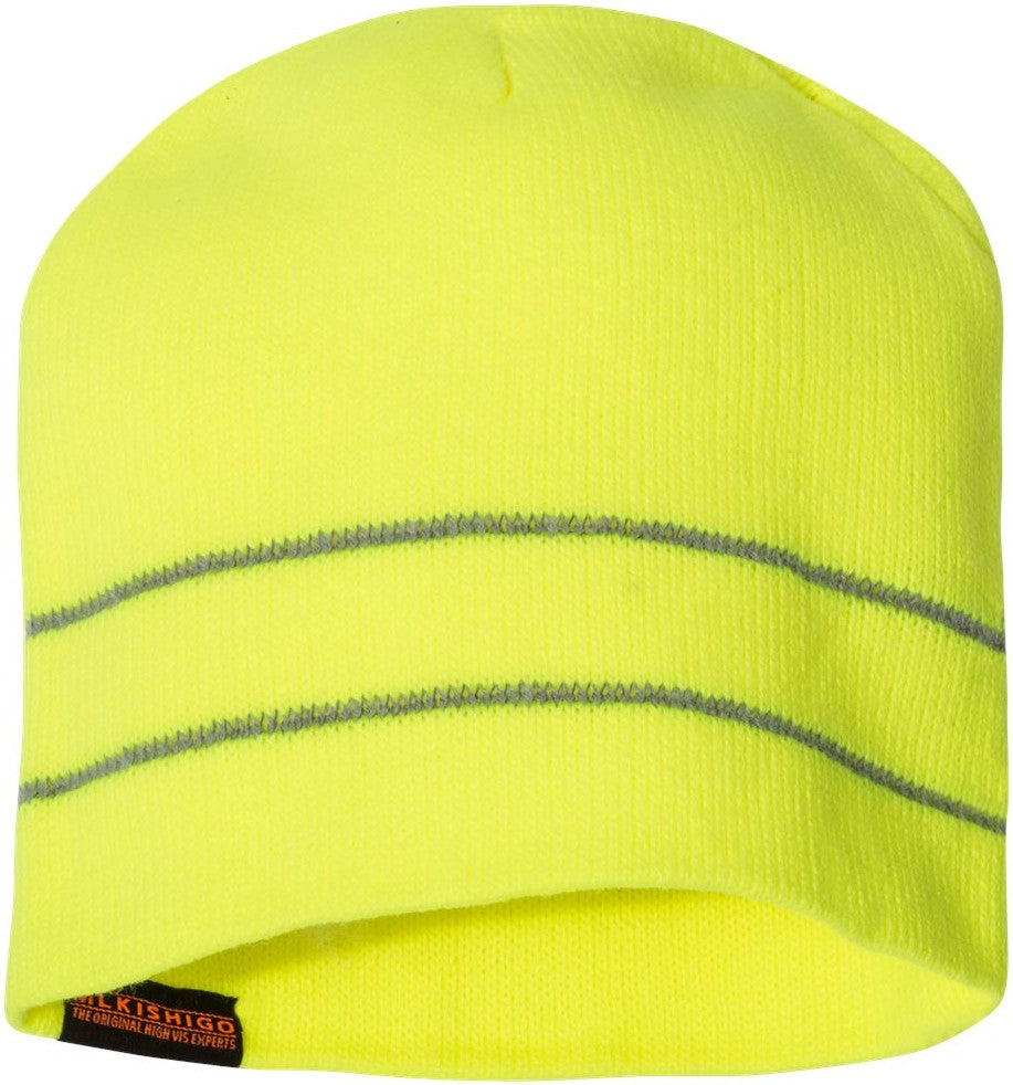 Front View of Lime High Viz Reflective Beanie - 2826-2827