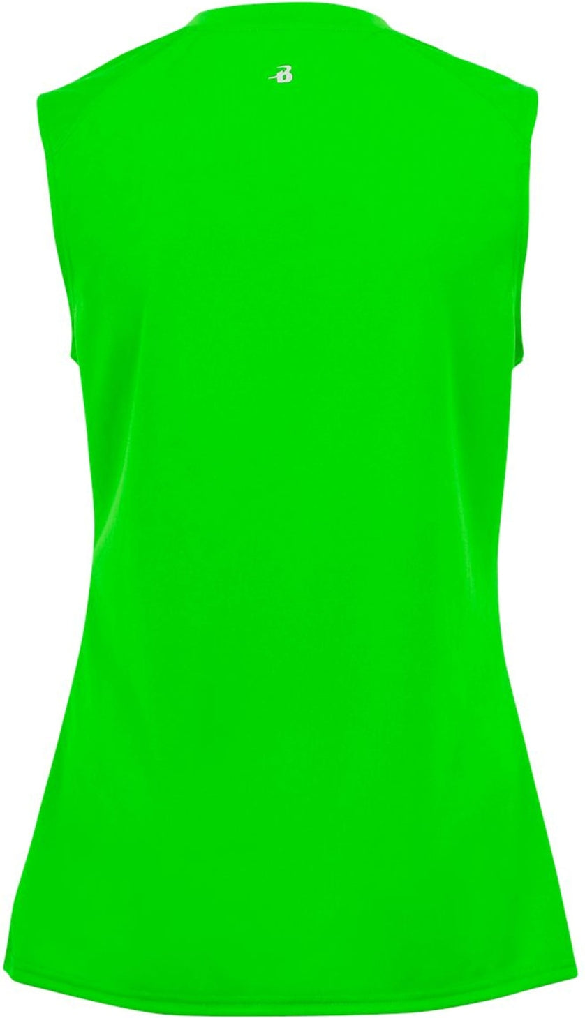 Rear View of LIME LADIES B-CORE SLEEVELESS TANK