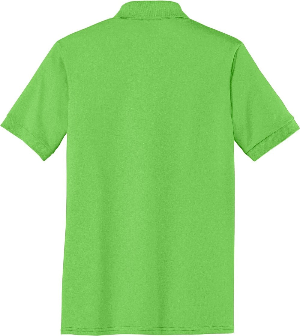 Front View of Lime Port & Co Tall Core Blend Jersey Knit Polo. KP55T