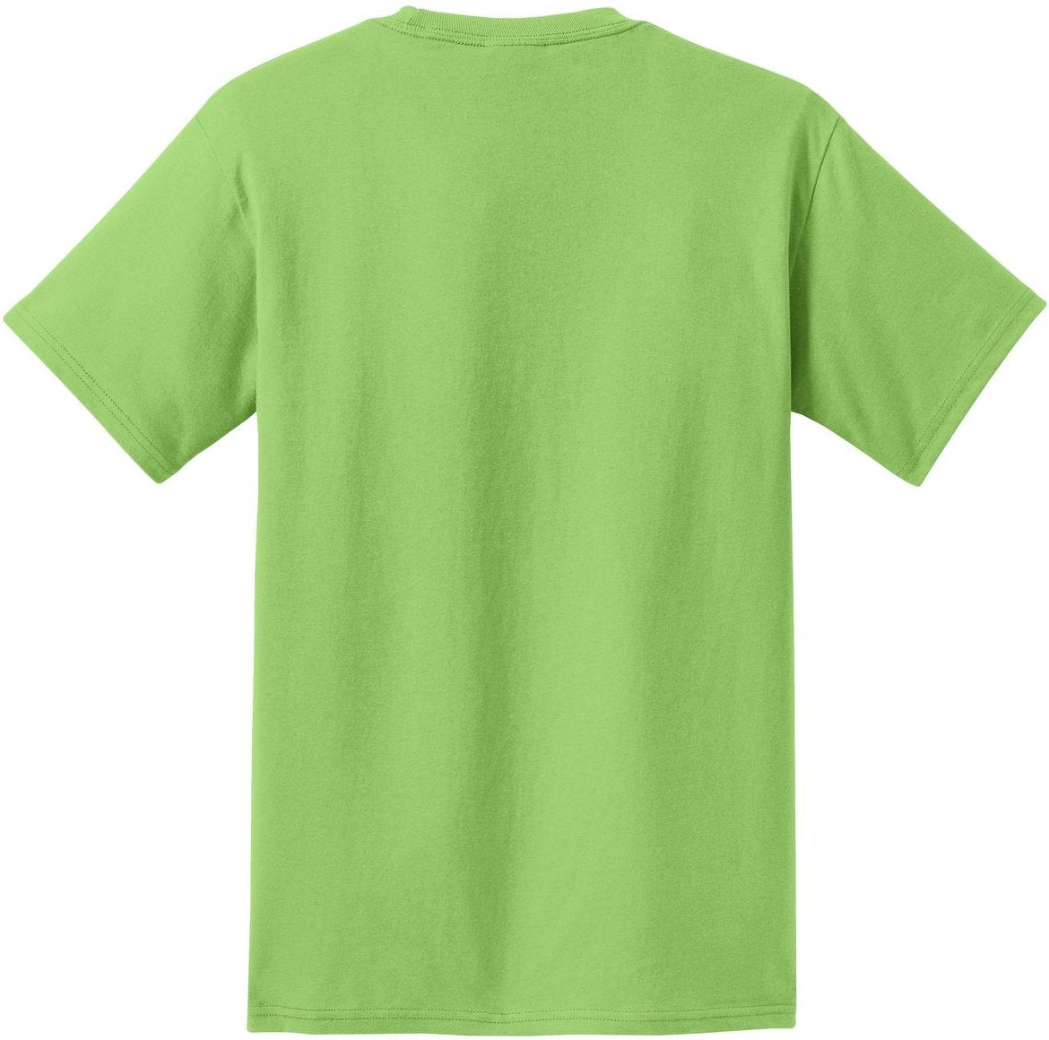 Rear View of Lime Port & Co Tall Essential Pocket Tee. PC61PT