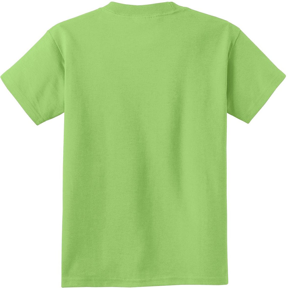 Front View of Lime Port & Co Youth Core Cotton Tee. PC54Y