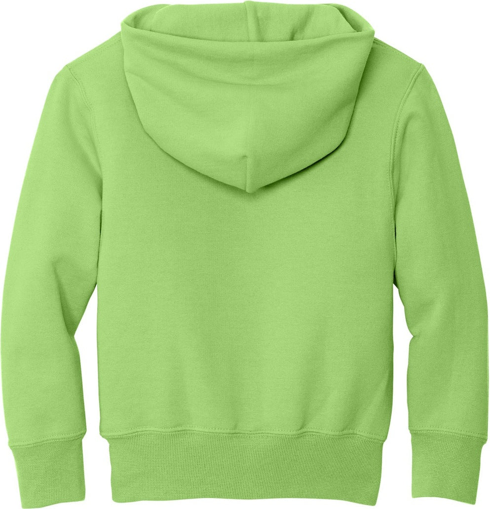Front View of Lime Port & Co Youth Core Fleece Pullover Hooded Sweatshirt. PC90YH