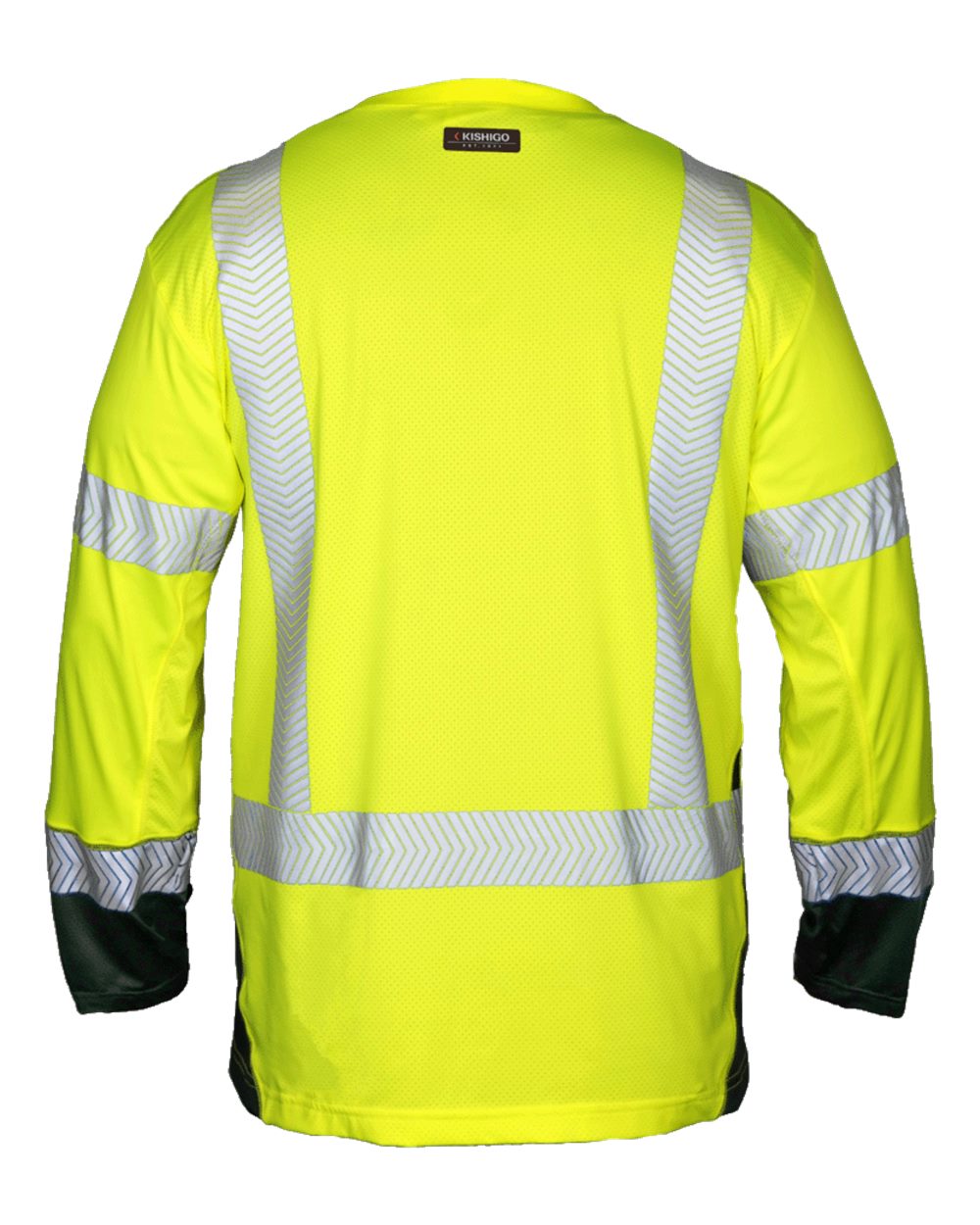 Front View of Lime Premium Black Series® Cool Touch Class 2 Long Sleeve T-Shirt - 9177