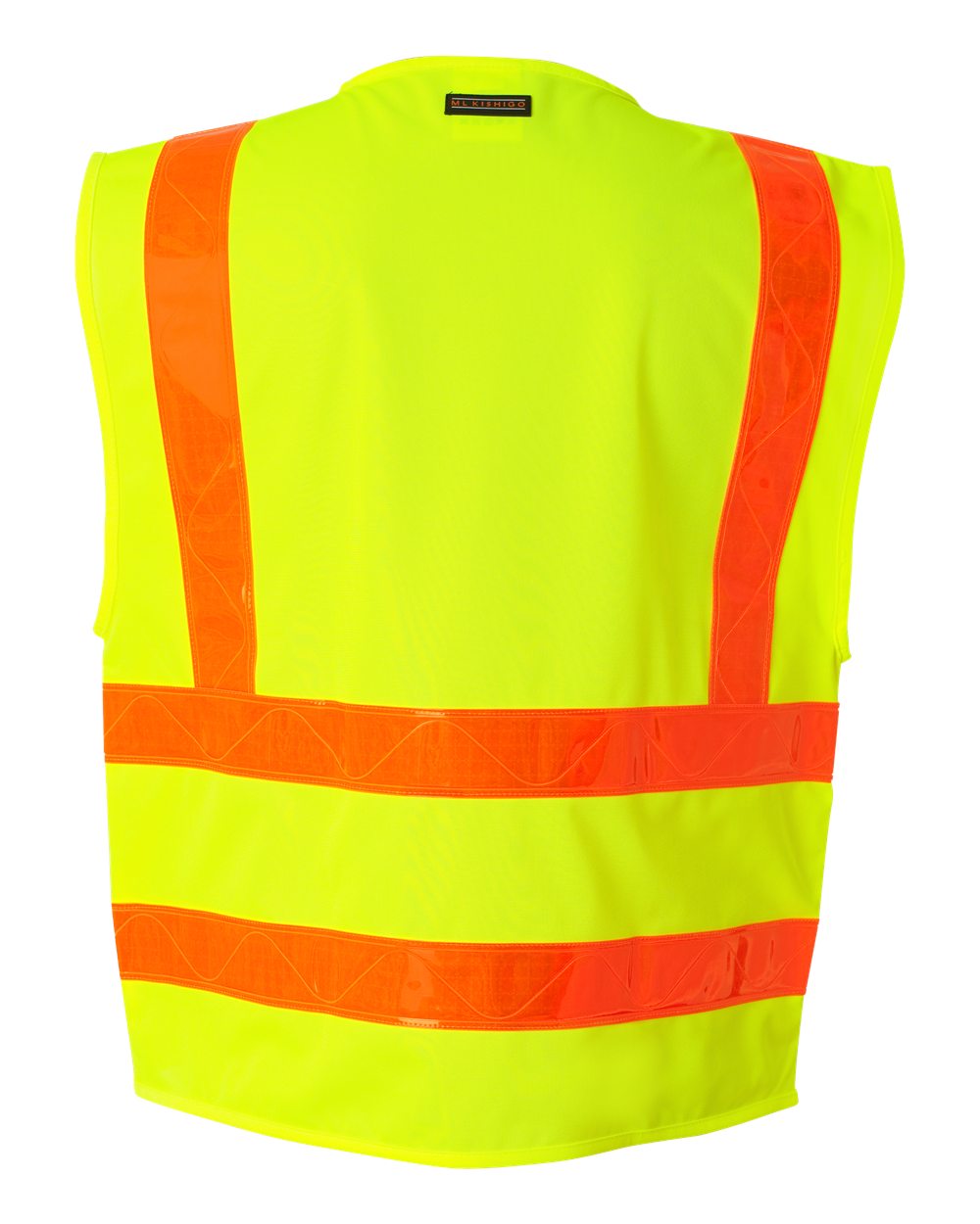 Rear View of Lime Prismatic Hydrowick-Lite Multi Zipper Vest - 1197-1198