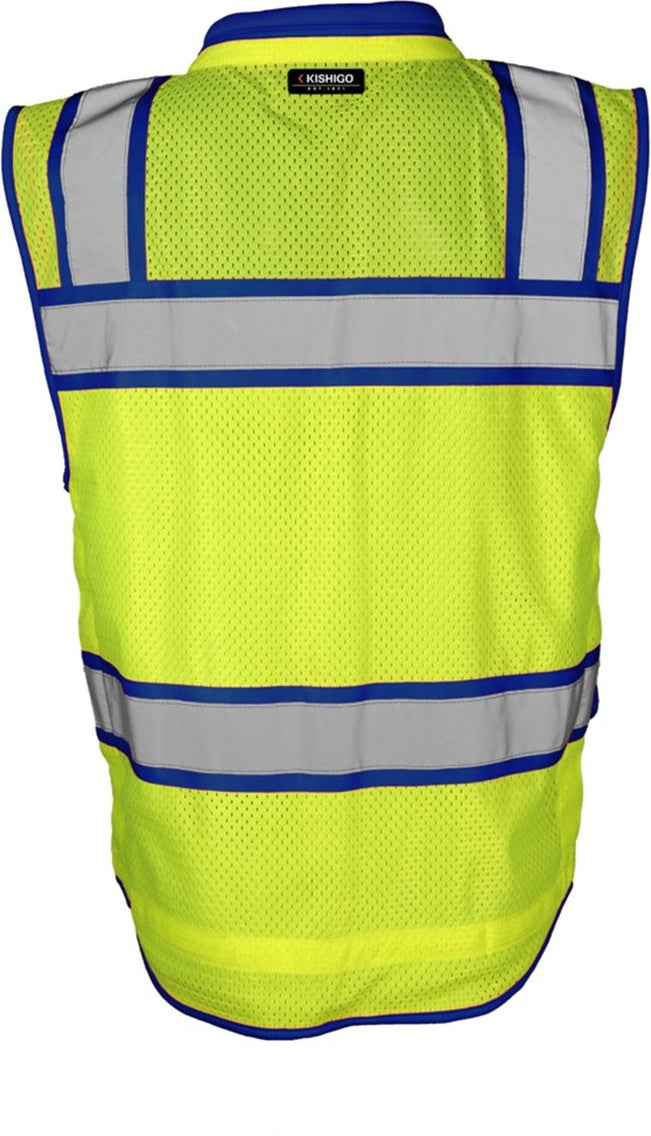 Front View of Lime/ Royal Blue - S5042 Color Contrast High Performance Surveyors Vest - S5042-5046