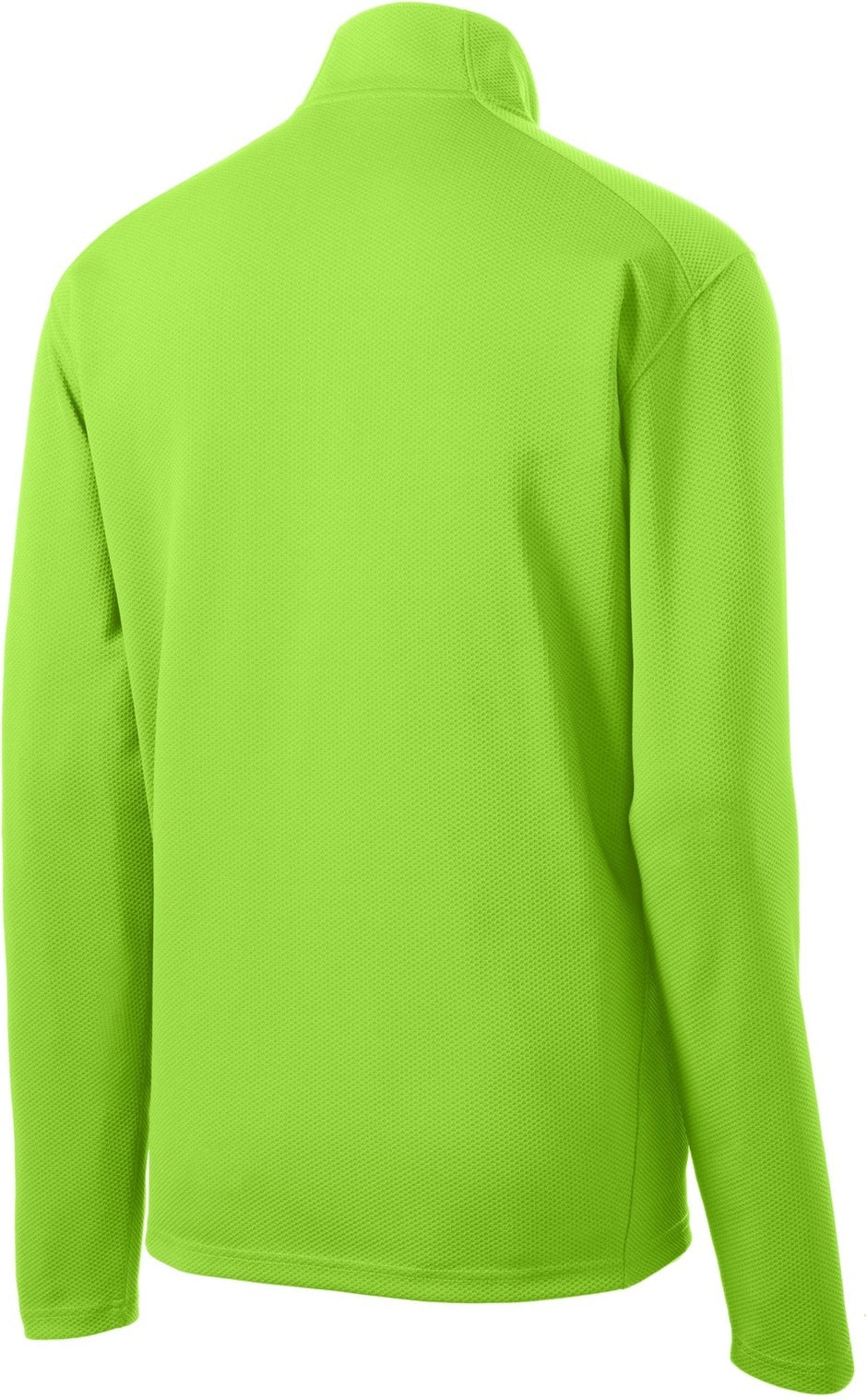 Front View of Lime Shock Sport-Tek Sport-Wick Textured 1/4-Zip Pullover. ST860