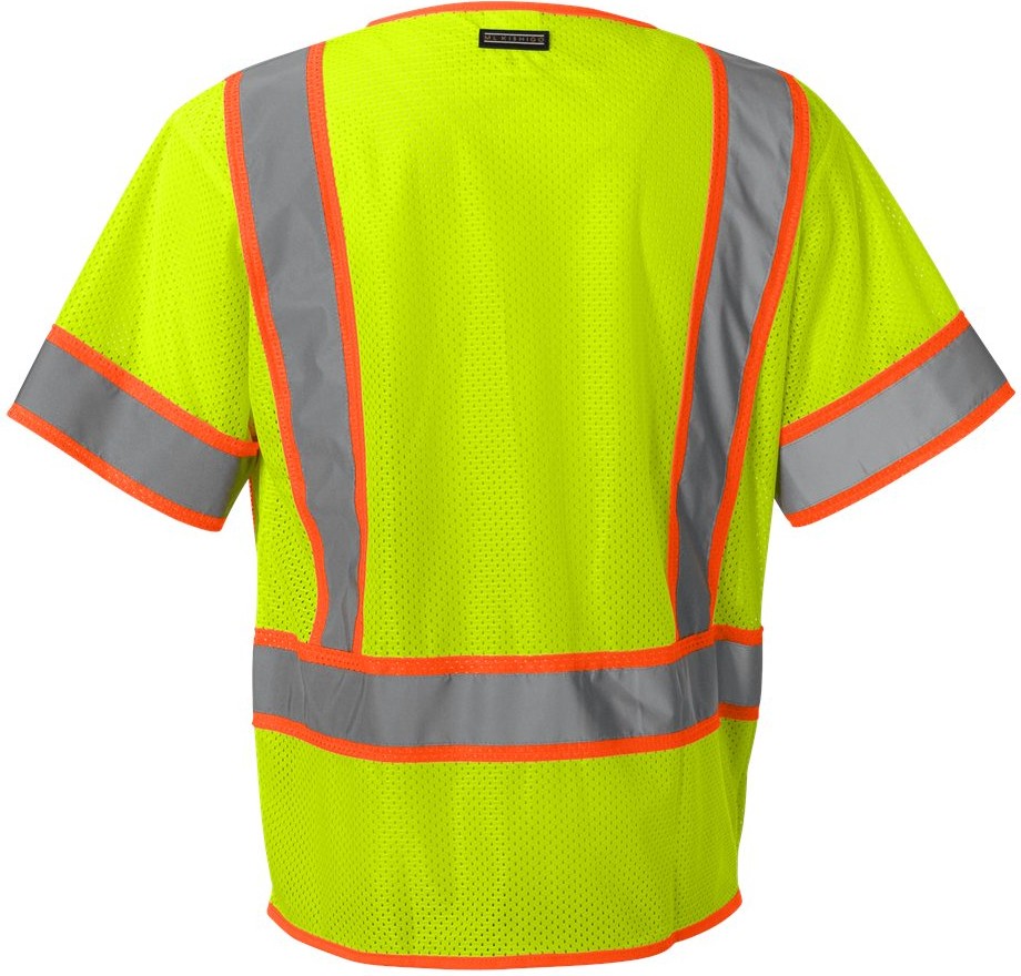 Rear View of Lime Ultra-Cool™ Six-Pocket Mesh Surveyor’s Vest - 1242-1243