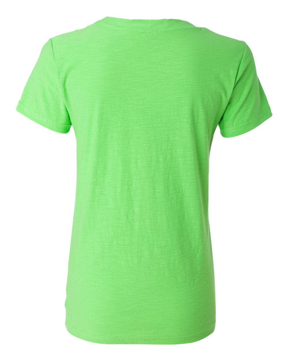 Rear View of Lime Women&#39;s V-Neck Slub T-Shirt - 8169