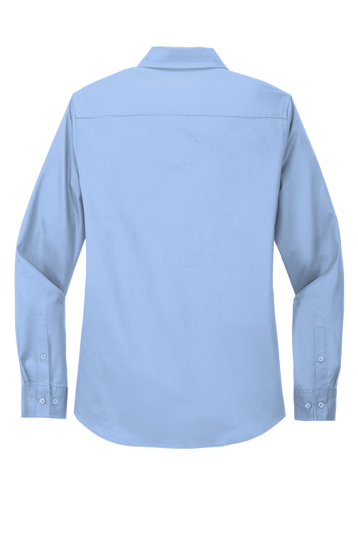 Rear View of Lt Blue/Lt Stn Port Authority Women's Long Sleeve Easy Care Shirt. L608