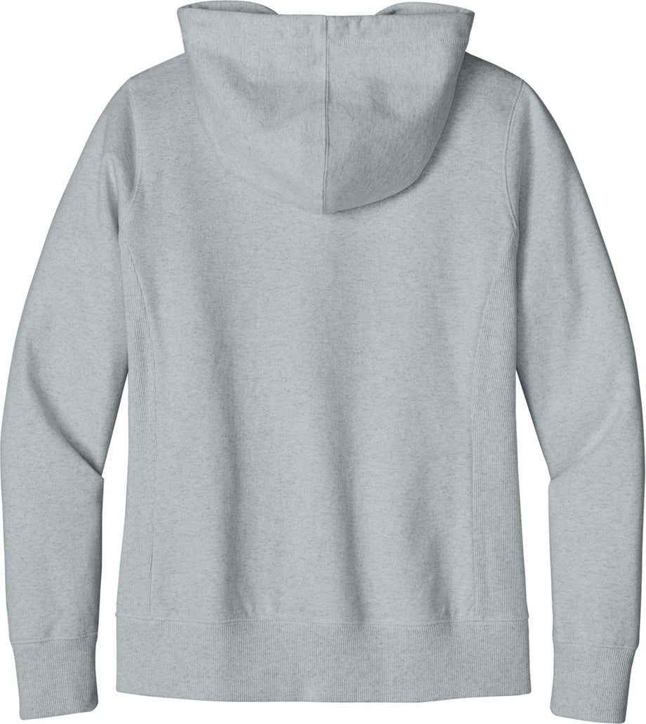 Rear View of Lt Hthr Grey District Women's Re-Fleece Full-Zip Hoodie DT8103