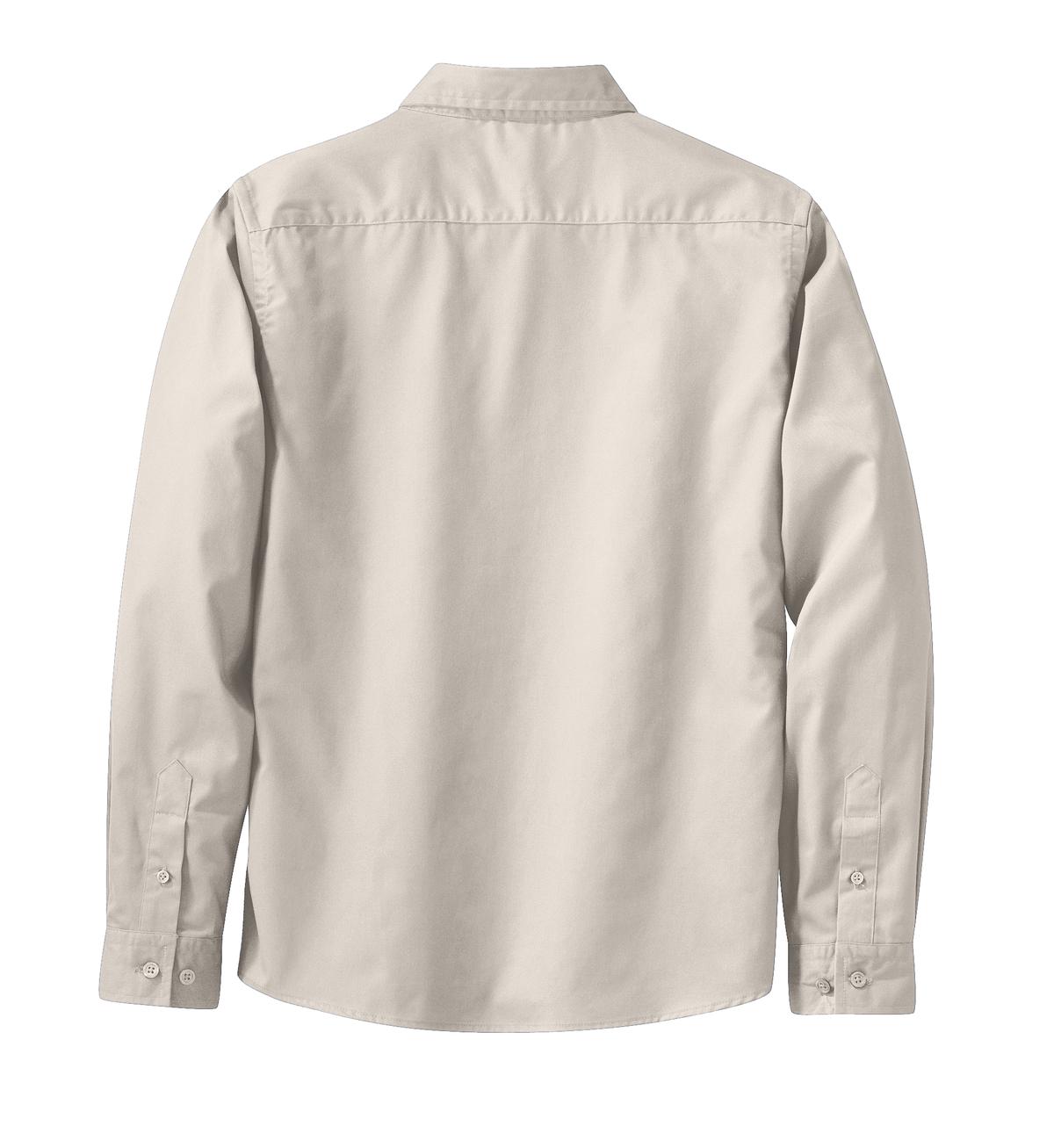 Front View of Lt Stone/Cl Ny Port Authority Women's Long Sleeve Easy Care Shirt. L608