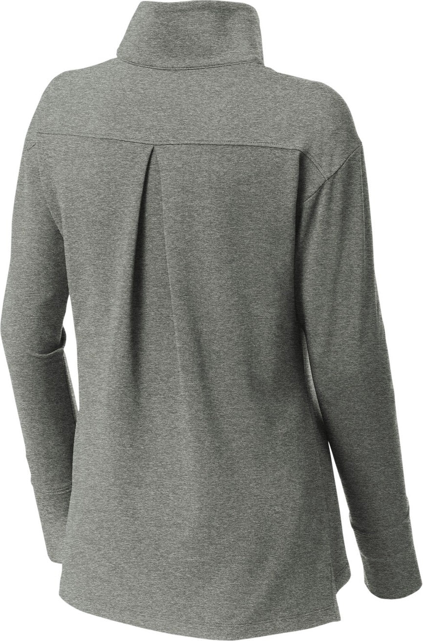 Rear View of LtGreyHt Sport-Tek Women's Sport-Wick Flex Fleece 1/4-Zip. LST561