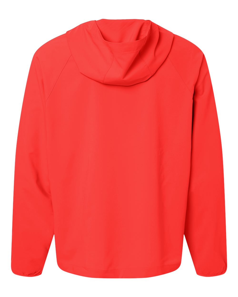 Rear View of Marina Red Men's UltraUVP Shoreline Long Sleeve Hooded Pullover - CE520L plain