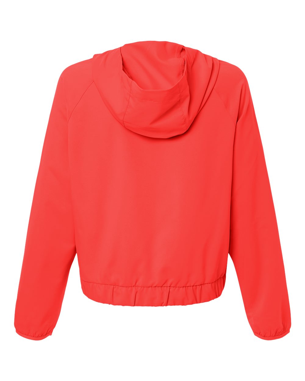 Rear View of Marina Red Women's UltraUVP Shoreline Long Sleeve Hooded Pullover - CE520LW plain