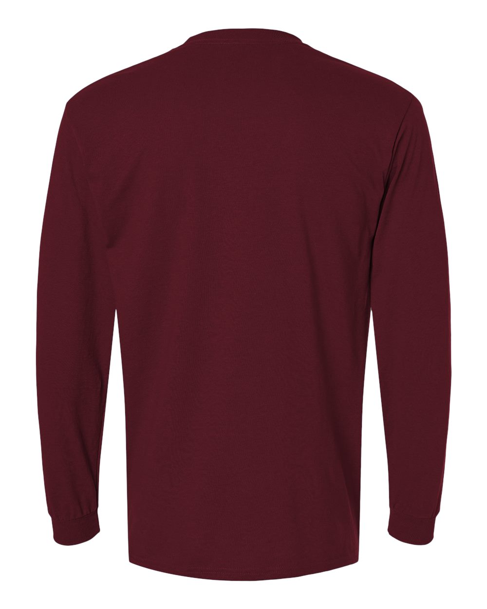 Front View of Maroon DryBlend® 50/50 Long Sleeve T-Shirt - 8400