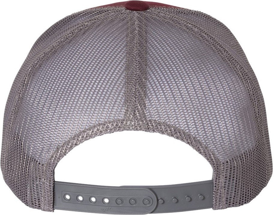 Front View of Maroon/ Grey Retro Trucker Cap - 6606