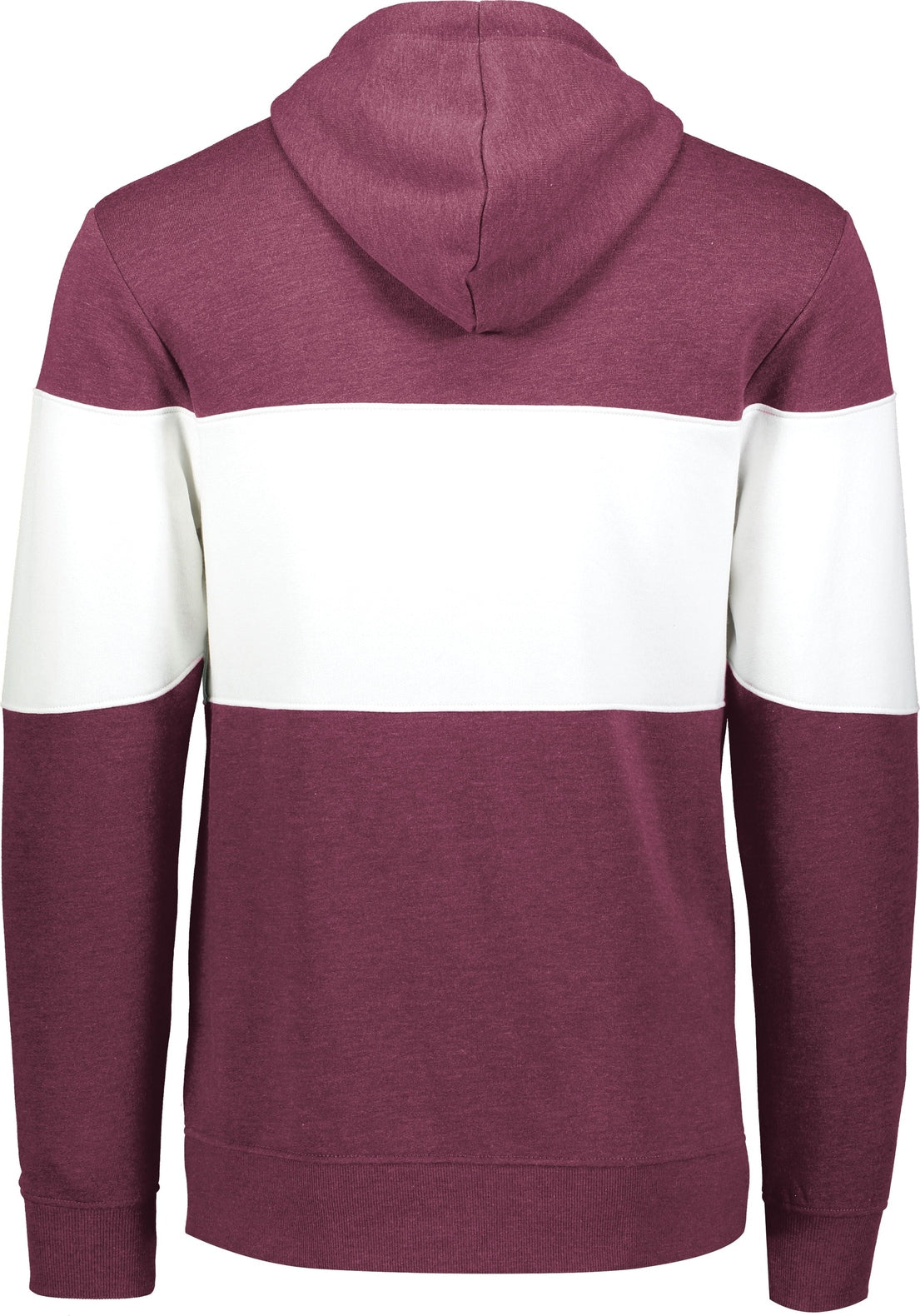 Rear View of MAROON HEATHER/WHITE ALL-AMERICAN HOODIE