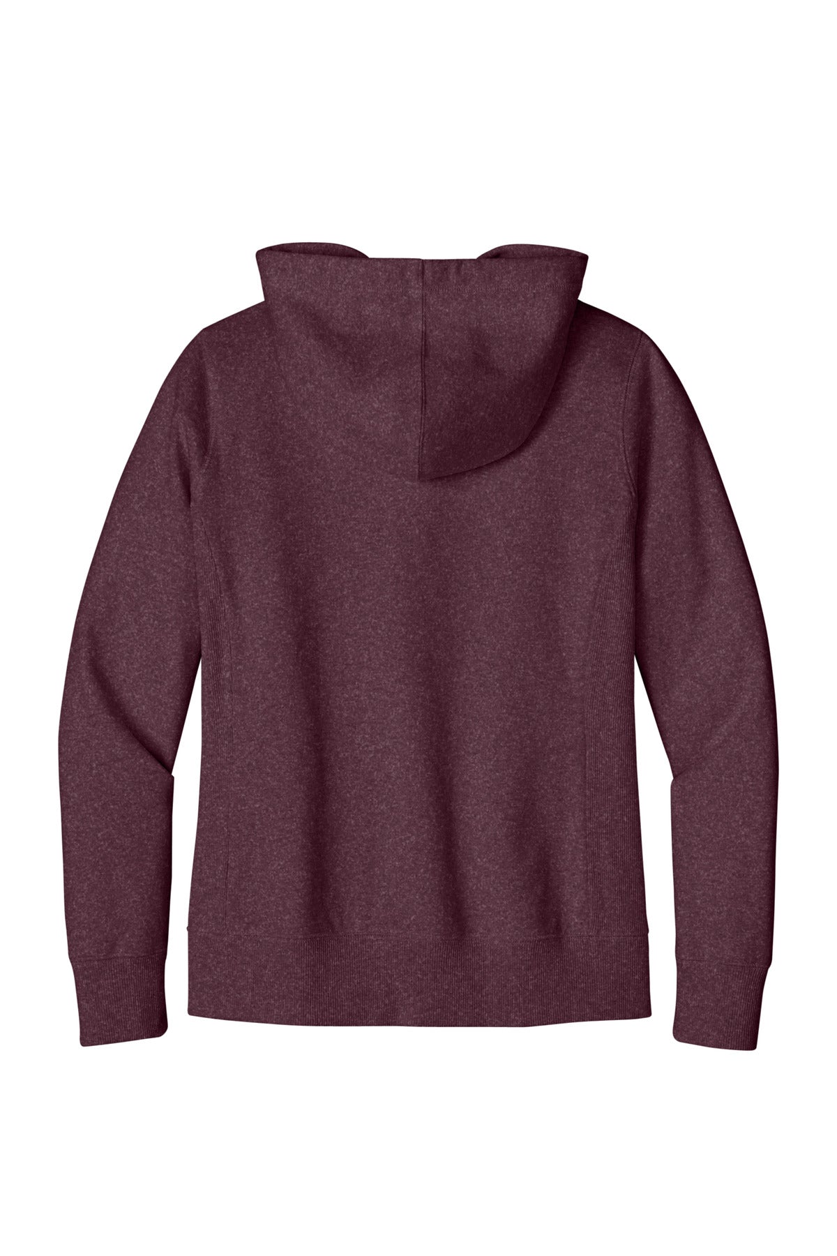 Front View of Maroon Hthr District Women's Re-Fleece Full-Zip Hoodie DT8103