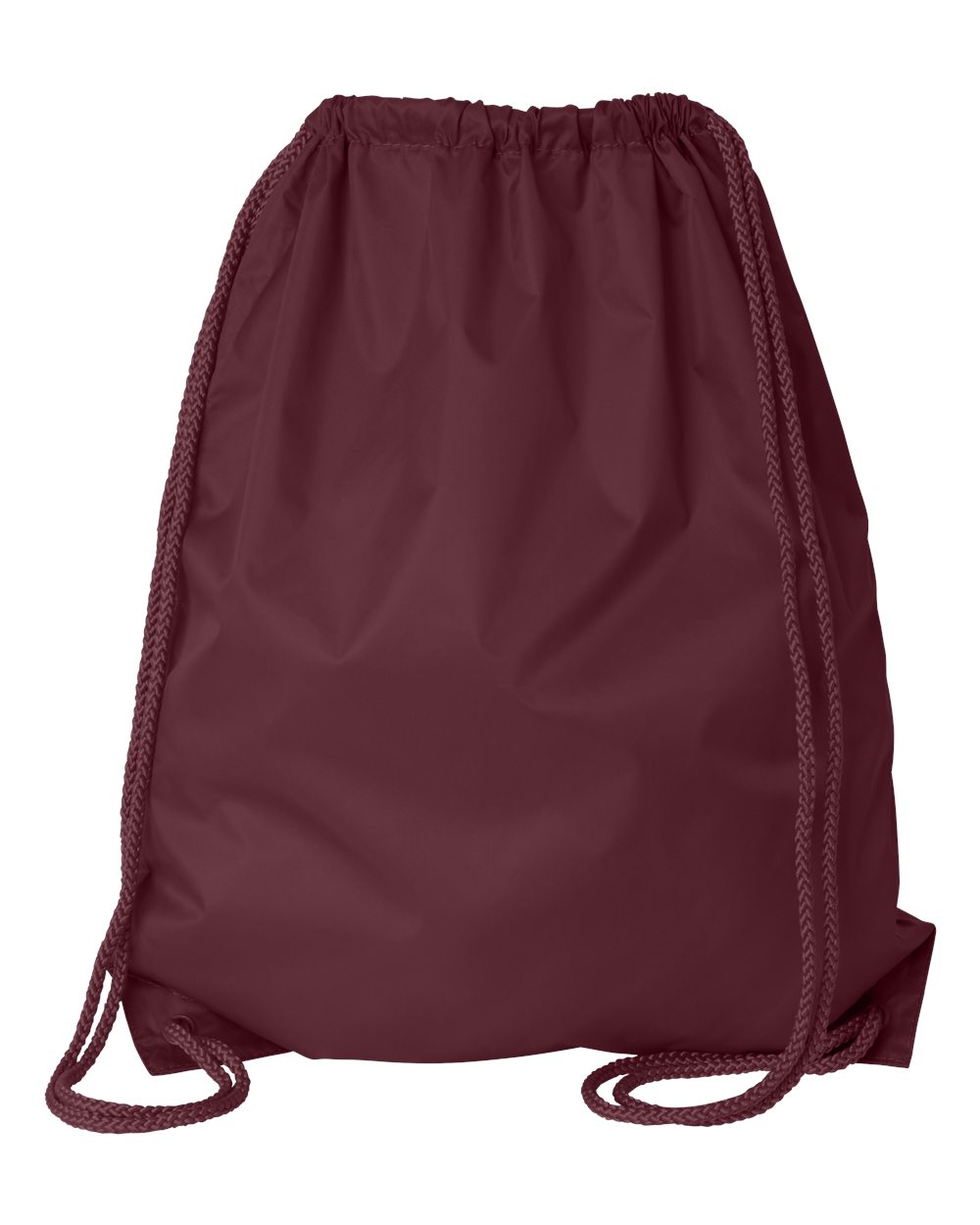 Front View of Maroon Large Drawstring Pack with DUROcord - 8882