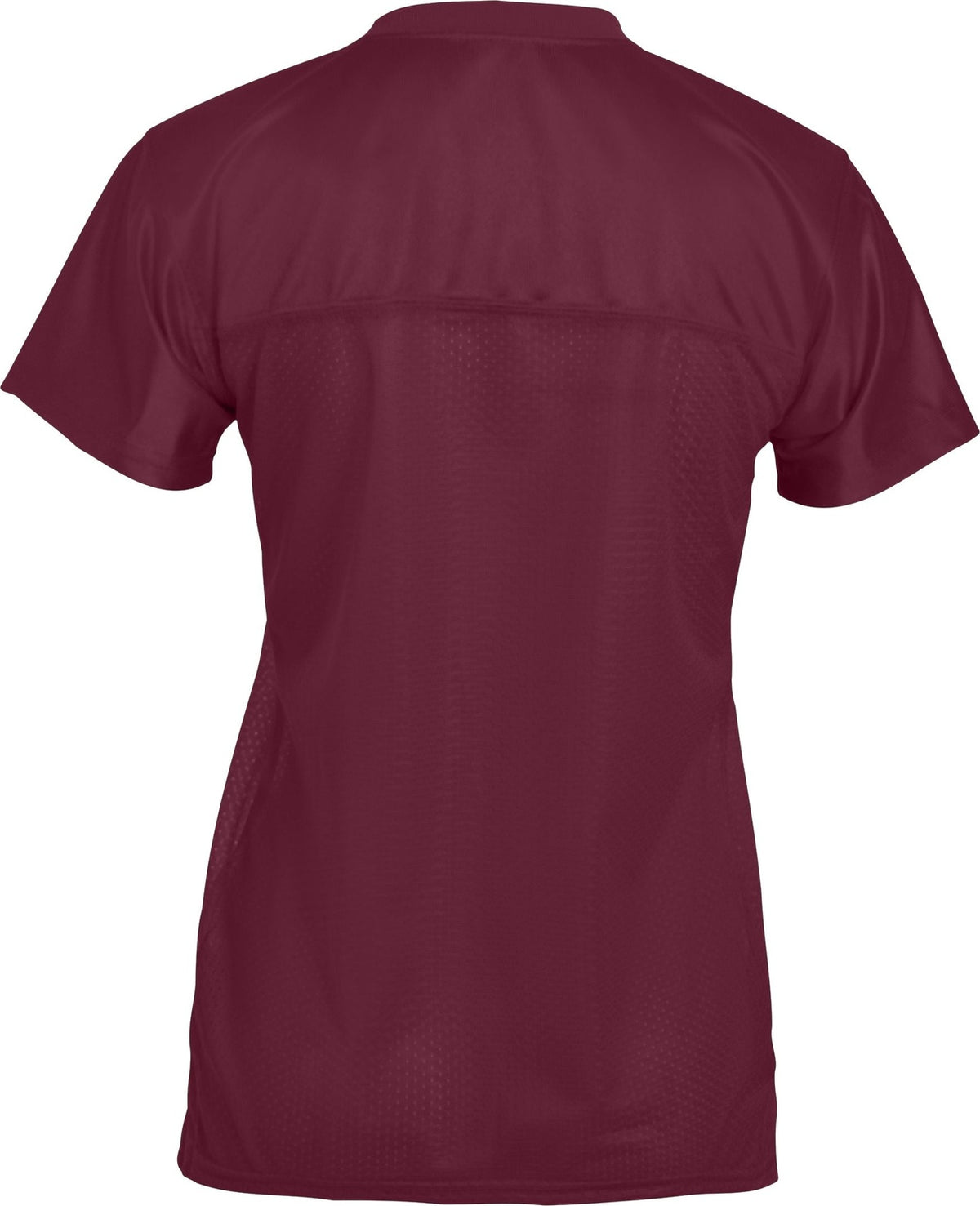 Rear View of MAROON LDS JR FIT REPLICA FOOTBALL T