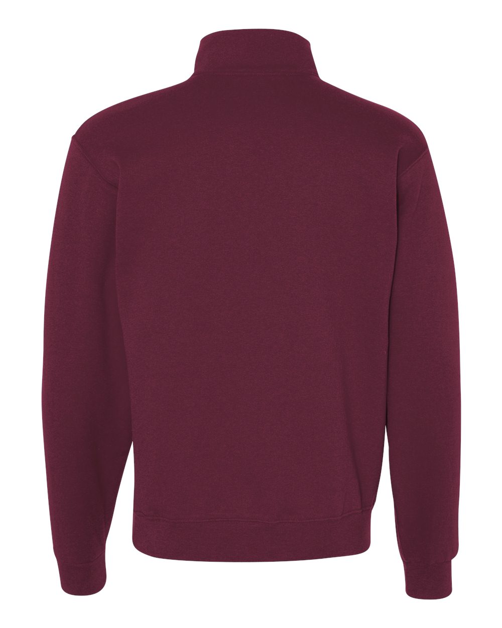 Rear View of Maroon Nublend® Cadet Collar Quarter-Zip Sweatshirt - 995MR