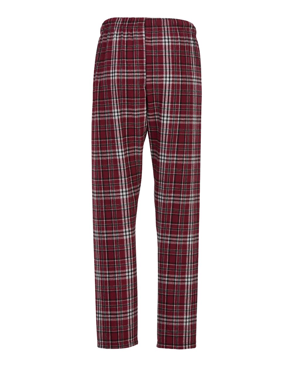 Rear View of Maroon Plaid Women&#39;s Haley Flannel Pants - BW6620