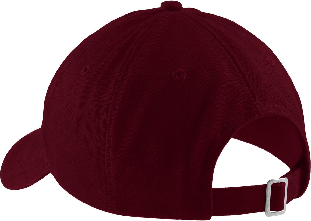 Rear View of Maroon Port Authority Brushed Twill Low Profile Cap. CP77