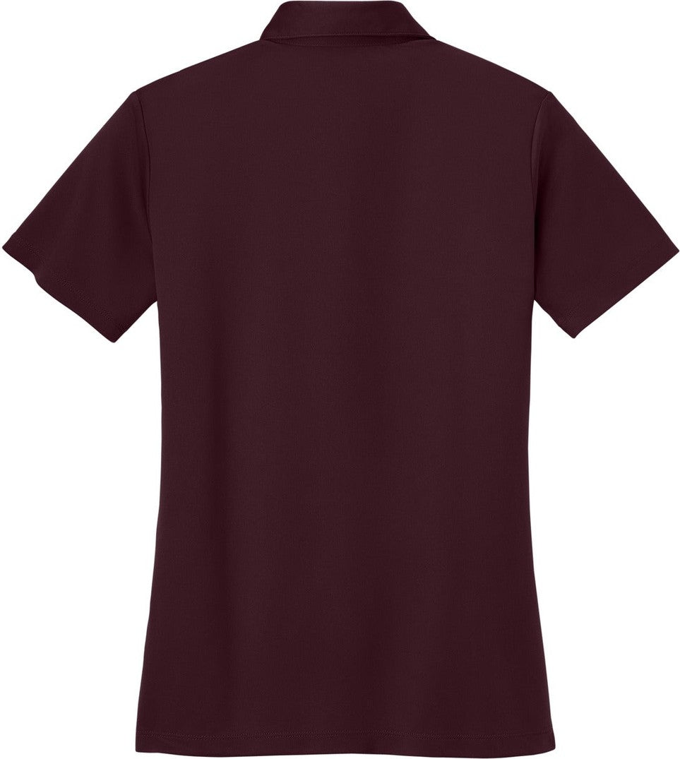 Front View of Maroon Port Authority Women's Silk Touch Performance Polo. L540