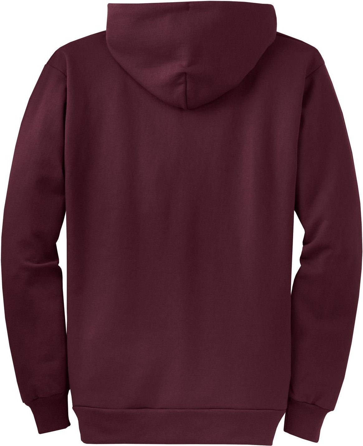 Front View of Maroon Port & Co Core Fleece Full-Zip Hooded Sweatshirt. PC78ZH