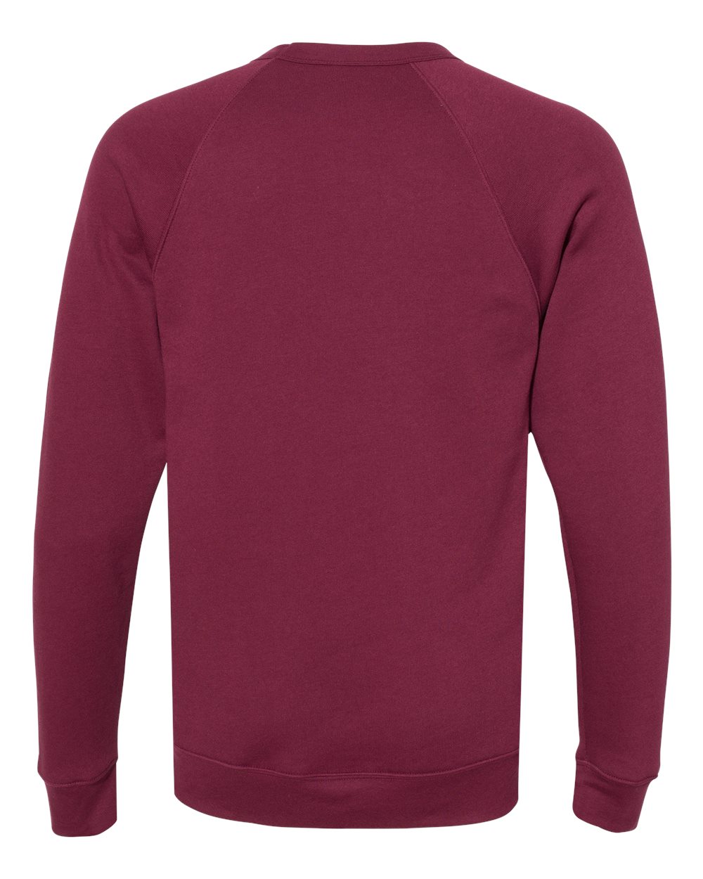 Front View of Maroon Sponge Fleece Raglan Crewneck Sweatshirt - 3901
