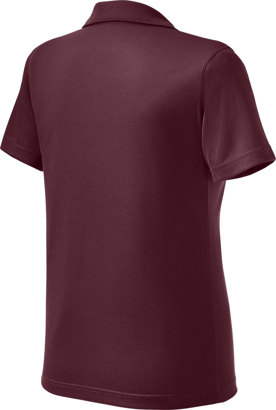 Rear View of Maroon Sport-Tek Women's Dri-Mesh V-Neck Polo. L469