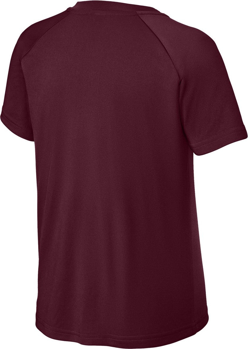Rear View of Maroon Sport-Tek Youth PosiCharge Competitor 2-Button Henley YST359