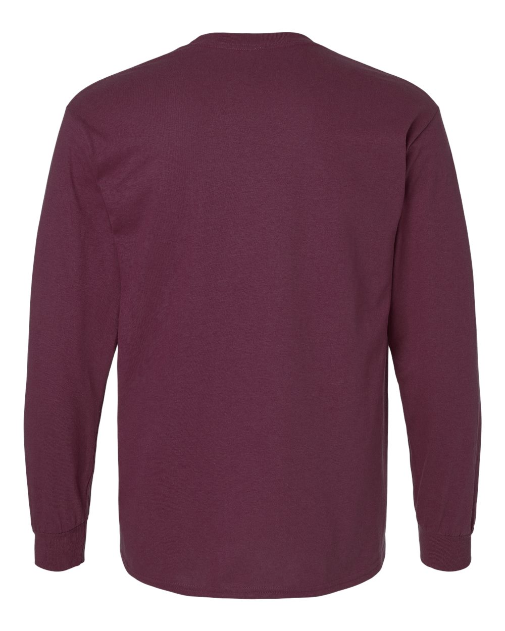 Front View of Maroon Ultra Cotton® Long Sleeve T-Shirt - 2400