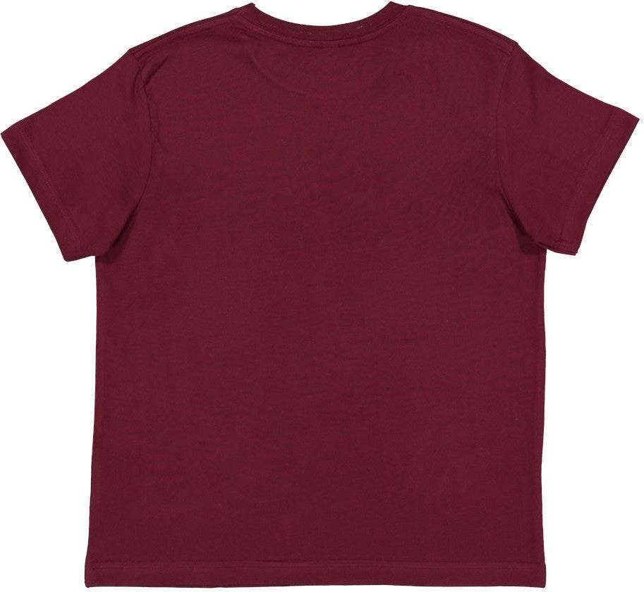 Front View of Maroon Youth Fine Jersey Tee - 6101