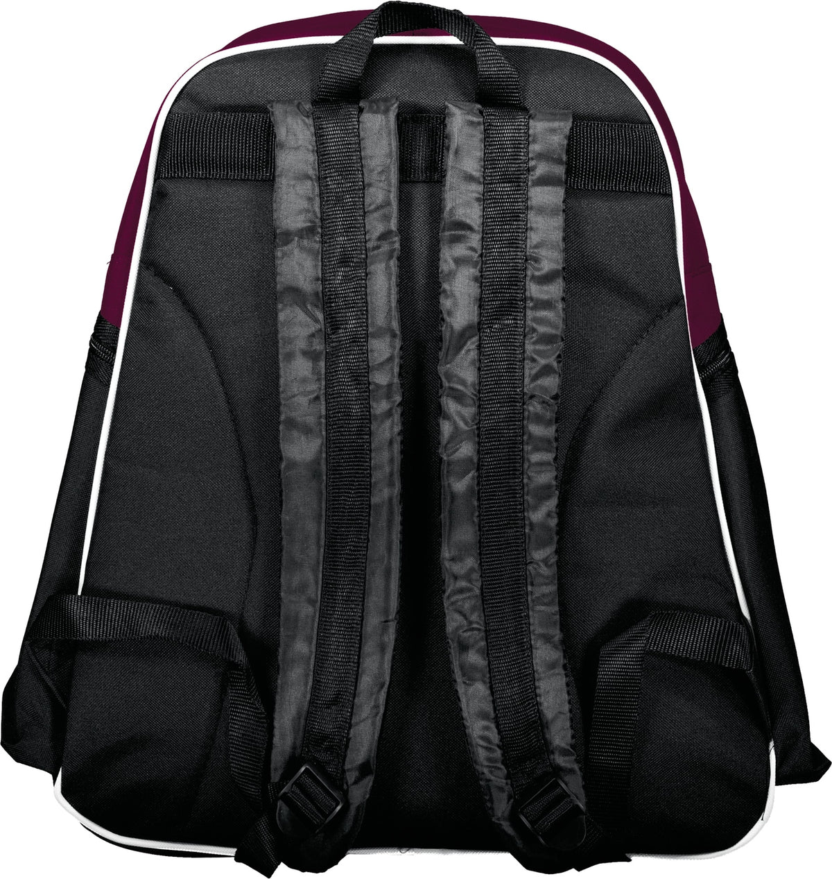 Rear View of MAROON/BLACK/WHITE PLAYER BACKPACK