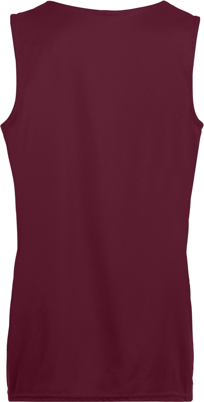 Rear View of MAROON/WHITE LDS REVERSIBLE WICKING TANK