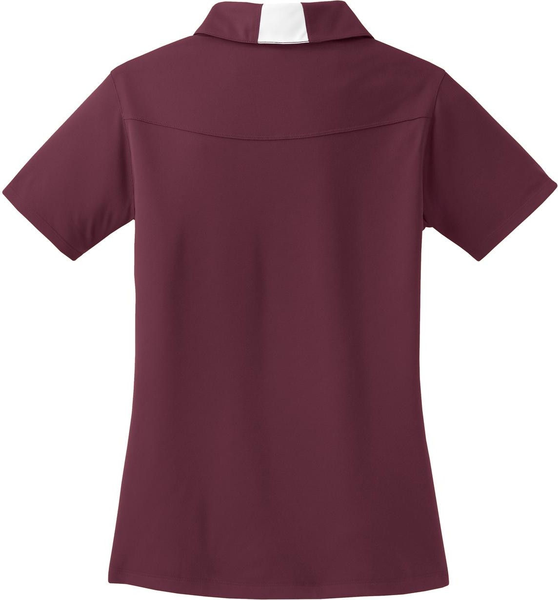 Front View of Maroon/White Sport-Tek Women's Side Blocked Micropique Sport-Wick Polo. LST655