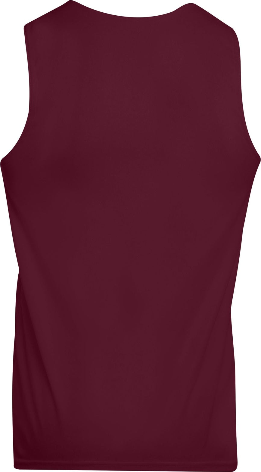 Rear View of MAROON/WHITE YOUTH REVERSIBLE WICKING TANK
