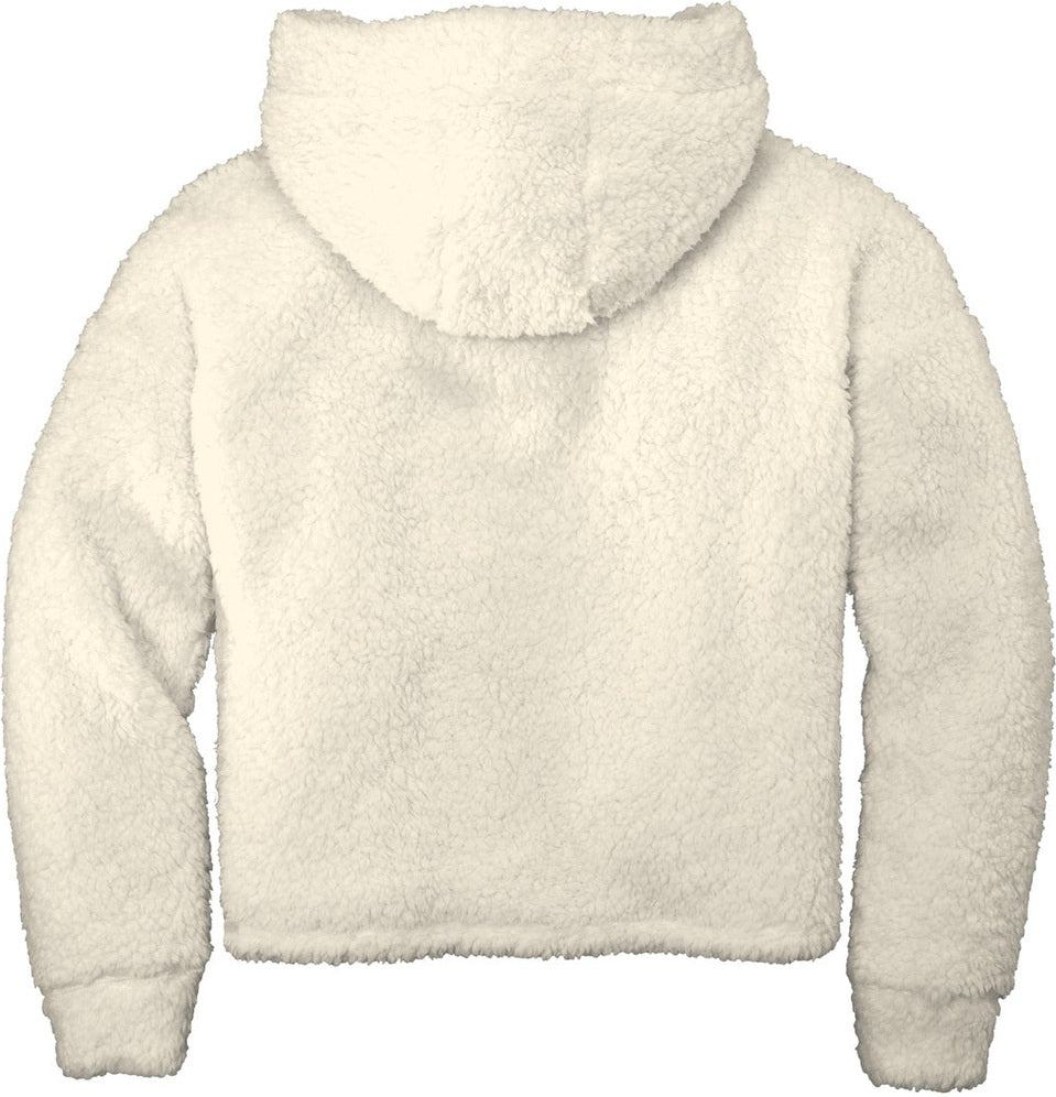 Rear View of Marshmallow Port Authority Women's Cozy Fleece Hoodie. L132