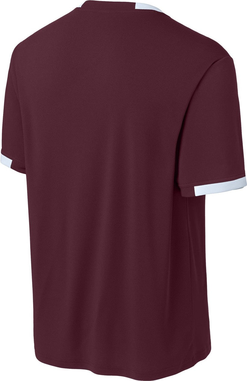 Front View of Mar/White Sport-Tek Club Short Sleeve Crew ST440