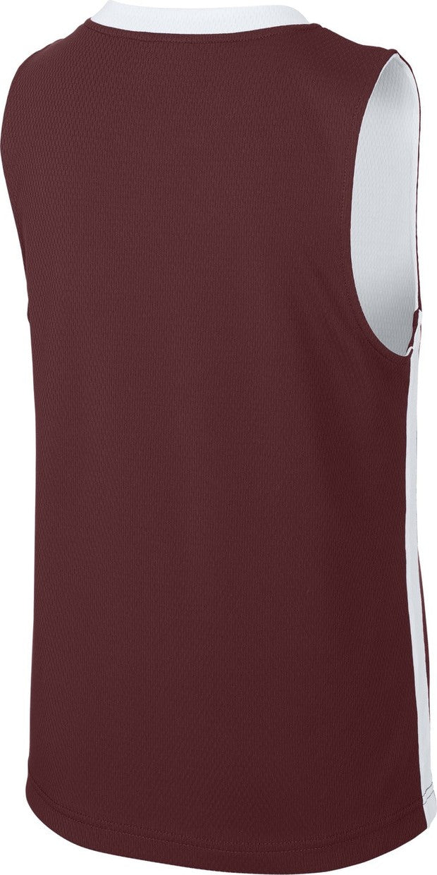 Front View of Mar/White Sport-Tek Youth Rival Basketball Rev Jersey YST900