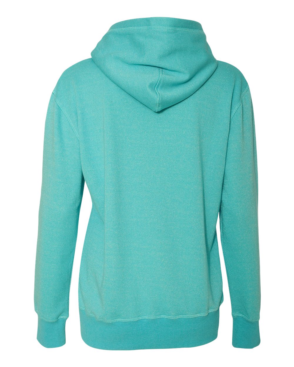 Rear View of Maui Blue/ Silver Women’s Glitter French Terry Hooded Sweatshirt - 8860