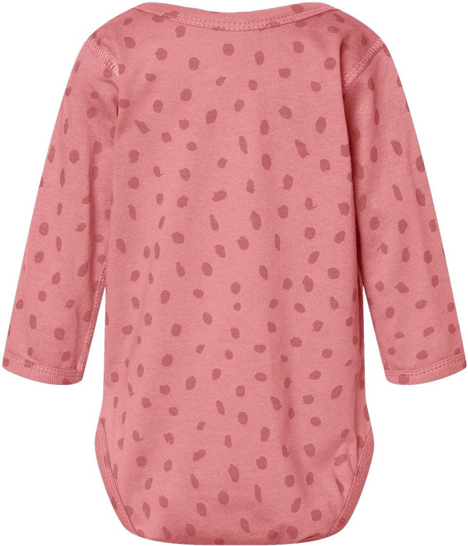 Rear View of Mauvelous Spot Infant Fine Jersey Long Sleeve Bodysuit - 4421